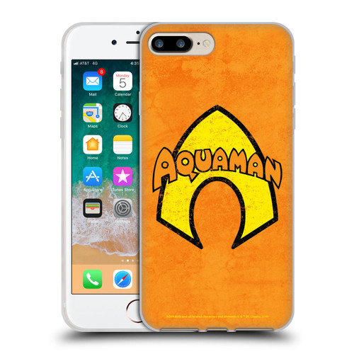 Aquaman DC Comics Logo Classic Distressed Look Soft Gel Case for Apple iPhone 7 Plus / iPhone 8 Plus