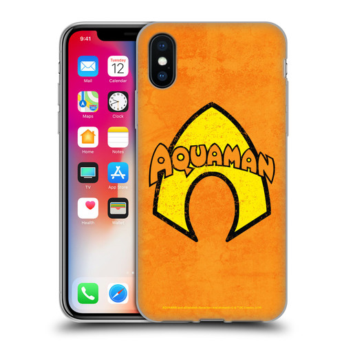 Aquaman DC Comics Logo Classic Distressed Look Soft Gel Case for Apple iPhone X / iPhone XS