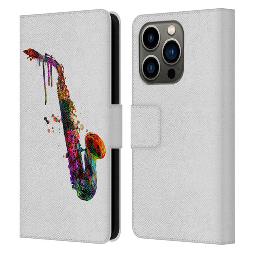 Mark Ashkenazi Music Saxophone Leather Book Wallet Case Cover For Apple iPhone 14 Pro