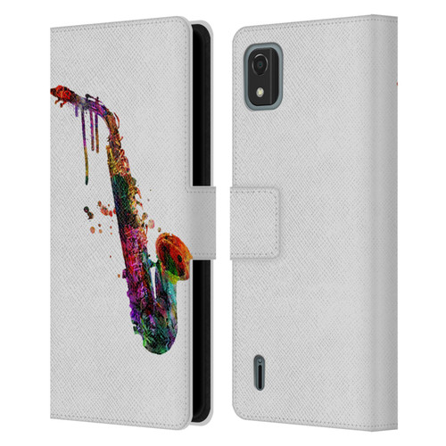 Mark Ashkenazi Music Saxophone Leather Book Wallet Case Cover For Nokia C2 2nd Edition