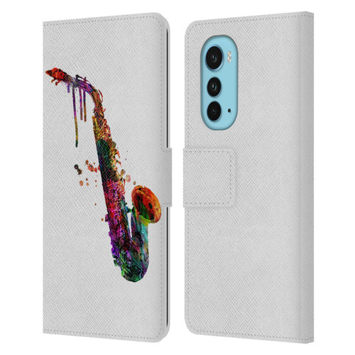 Mark Ashkenazi Music Saxophone Leather Book Wallet Case Cover For Motorola Edge (2022)