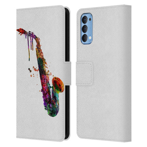 Mark Ashkenazi Music Saxophone Leather Book Wallet Case Cover For OPPO Reno 4 5G