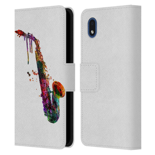 Mark Ashkenazi Music Saxophone Leather Book Wallet Case Cover For Samsung Galaxy A01 Core (2020)