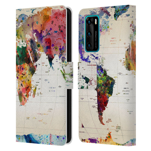 Mark Ashkenazi Pop Culture Map Of The World Leather Book Wallet Case Cover For Huawei P40 5G