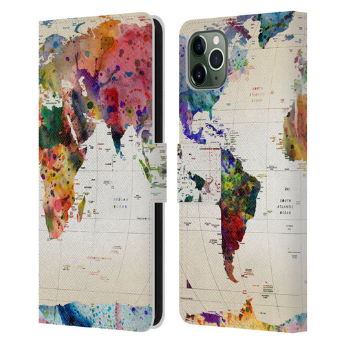 Mark Ashkenazi Pop Culture Map Of The World Leather Book Wallet Case Cover For Apple iPhone 11 Pro Max