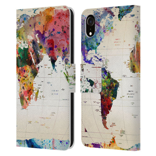 Mark Ashkenazi Pop Culture Map Of The World Leather Book Wallet Case Cover For Apple iPhone XR