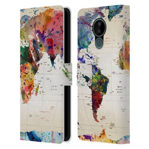 Mark Ashkenazi Pop Culture Map Of The World Leather Book Wallet Case Cover For Nokia C30