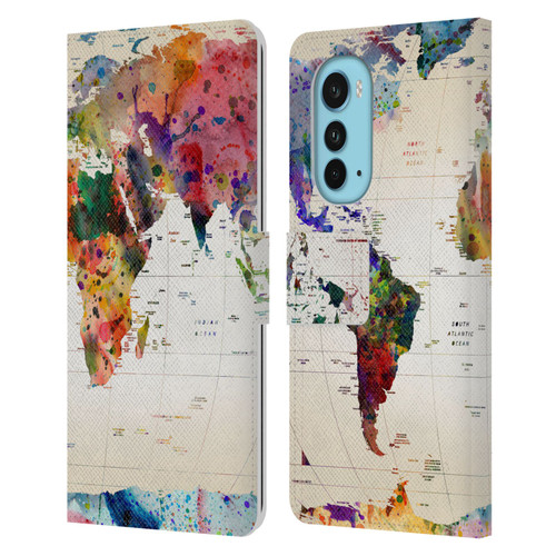 Mark Ashkenazi Pop Culture Map Of The World Leather Book Wallet Case Cover For Motorola Edge (2022)