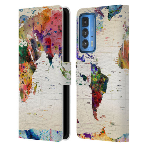 Mark Ashkenazi Pop Culture Map Of The World Leather Book Wallet Case Cover For Motorola Edge 20 Pro