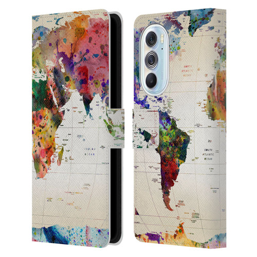 Mark Ashkenazi Pop Culture Map Of The World Leather Book Wallet Case Cover For Motorola Edge X30