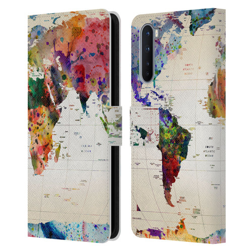 Mark Ashkenazi Pop Culture Map Of The World Leather Book Wallet Case Cover For OnePlus Nord 5G