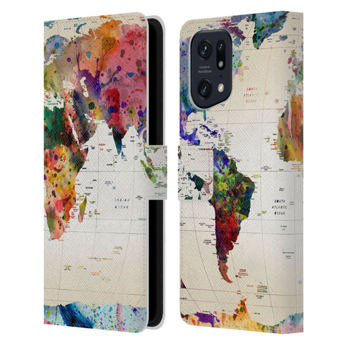 Mark Ashkenazi Pop Culture Map Of The World Leather Book Wallet Case Cover For OPPO Find X5