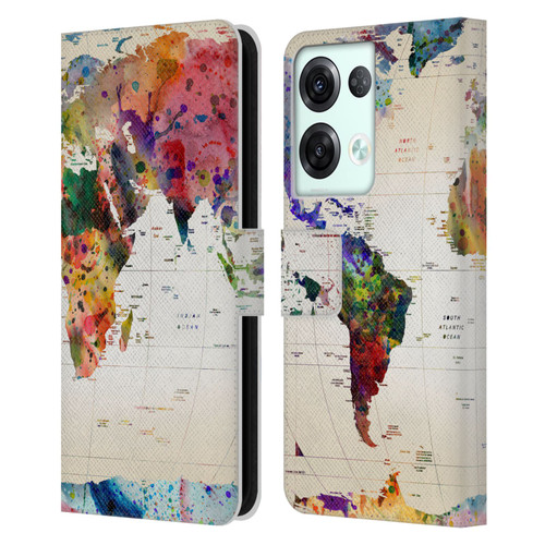 Mark Ashkenazi Pop Culture Map Of The World Leather Book Wallet Case Cover For OPPO Reno8 Pro