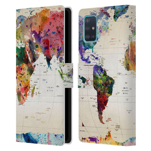 Mark Ashkenazi Pop Culture Map Of The World Leather Book Wallet Case Cover For Samsung Galaxy A51 (2019)
