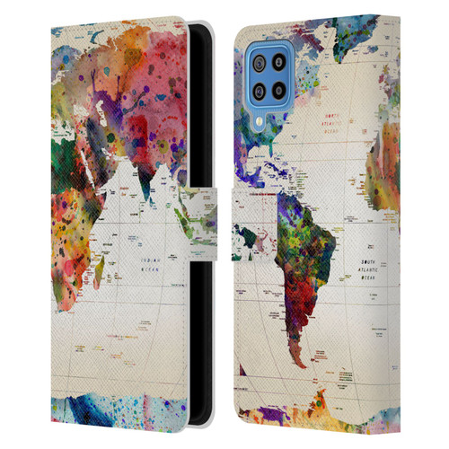 Mark Ashkenazi Pop Culture Map Of The World Leather Book Wallet Case Cover For Samsung Galaxy F22 (2021)