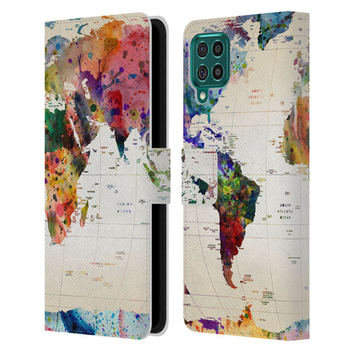 Mark Ashkenazi Pop Culture Map Of The World Leather Book Wallet Case Cover For Samsung Galaxy F62 (2021)