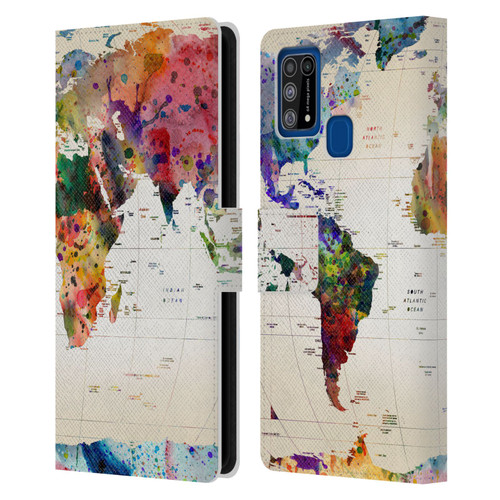 Mark Ashkenazi Pop Culture Map Of The World Leather Book Wallet Case Cover For Samsung Galaxy M31 (2020)