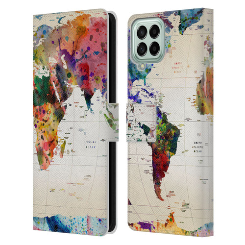 Mark Ashkenazi Pop Culture Map Of The World Leather Book Wallet Case Cover For Samsung Galaxy M53 (2022)