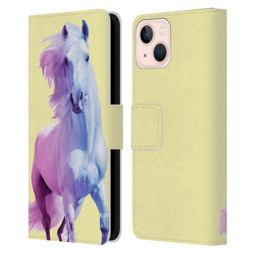 Mark Ashkenazi Pastel Potraits Yellow Horse Leather Book Wallet Case Cover For Apple iPhone 13
