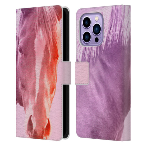 Mark Ashkenazi Pastel Potraits Horse Leather Book Wallet Case Cover For Apple iPhone 14 Pro Max