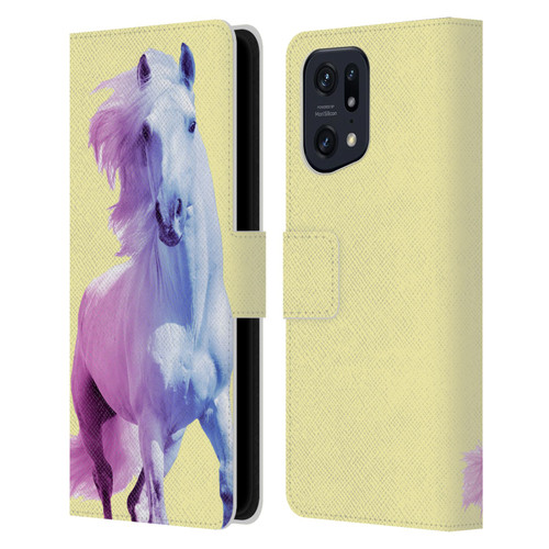 Mark Ashkenazi Pastel Potraits Yellow Horse Leather Book Wallet Case Cover For OPPO Find X5