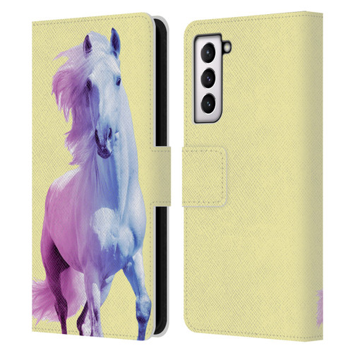 Mark Ashkenazi Pastel Potraits Yellow Horse Leather Book Wallet Case Cover For Samsung Galaxy S21 5G