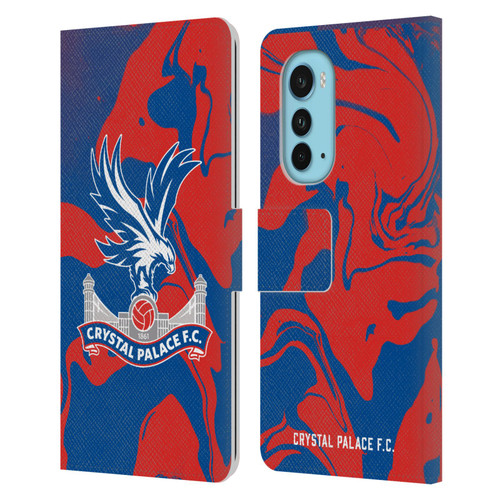 Crystal Palace FC Crest Red And Blue Marble Leather Book Wallet Case Cover For Motorola Edge (2022)