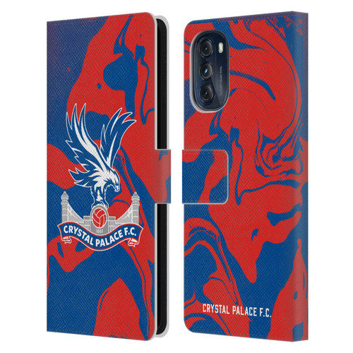 Crystal Palace FC Crest Red And Blue Marble Leather Book Wallet Case Cover For Motorola Moto G (2022)