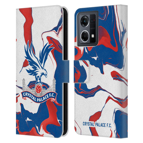 Crystal Palace FC Crest Marble Leather Book Wallet Case Cover For OPPO Reno8 4G