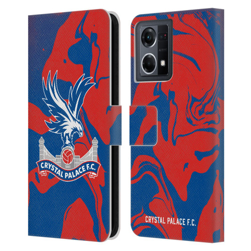 Crystal Palace FC Crest Red And Blue Marble Leather Book Wallet Case Cover For OPPO Reno8 4G