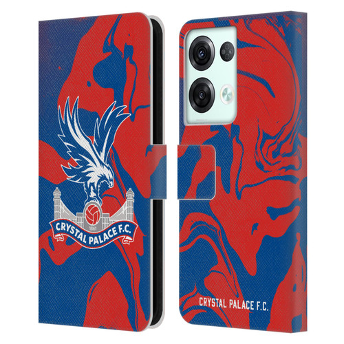 Crystal Palace FC Crest Red And Blue Marble Leather Book Wallet Case Cover For OPPO Reno8 Pro