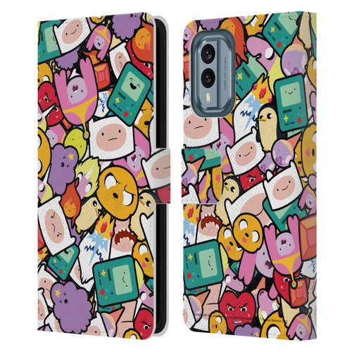 Adventure Time Graphics Pattern Leather Book Wallet Case Cover For Nokia X30