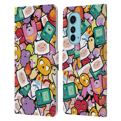 Adventure Time Graphics Pattern Leather Book Wallet Case Cover For Motorola Edge (2022)