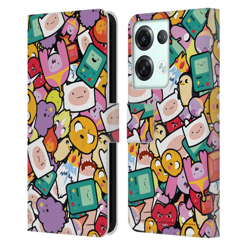 Adventure Time Graphics Pattern Leather Book Wallet Case Cover For OPPO Reno8 Pro