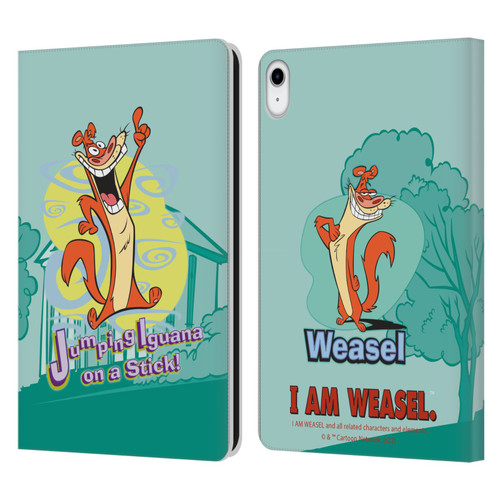 I Am Weasel. Graphics Jumping Iguana On A Stick Leather Book Wallet Case Cover For Apple iPad 10.9 (2022)