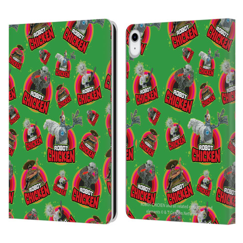Robot Chicken Graphics Icons Leather Book Wallet Case Cover For Apple iPad 10.9 2022/2025
