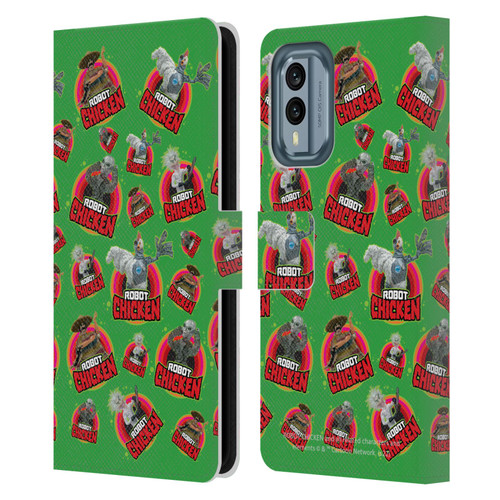 Robot Chicken Graphics Icons Leather Book Wallet Case Cover For Nokia X30