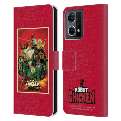 Robot Chicken Graphics Poster Leather Book Wallet Case Cover For OPPO Reno8 4G