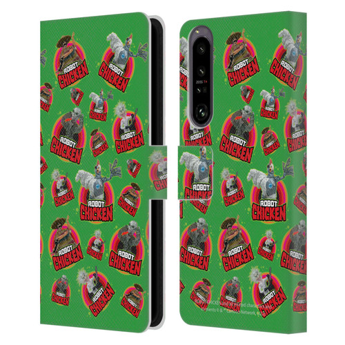 Robot Chicken Graphics Icons Leather Book Wallet Case Cover For Sony Xperia 1 IV