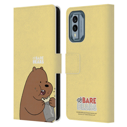We Bare Bears Character Art Grizzly Leather Book Wallet Case Cover For Nokia X30