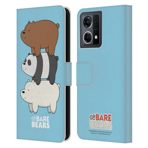 We Bare Bears Character Art Group 3 Leather Book Wallet Case Cover For OPPO Reno8 4G