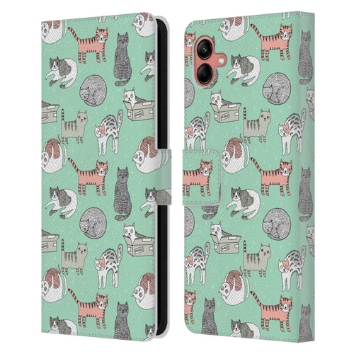 Andrea Lauren Design Animals Cats Leather Book Wallet Case Cover For Samsung Galaxy A04 (2022)