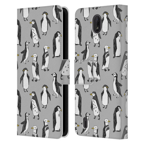 Andrea Lauren Design Birds Gray Penguins Leather Book Wallet Case Cover For Nokia C01 Plus/C1 2nd Edition