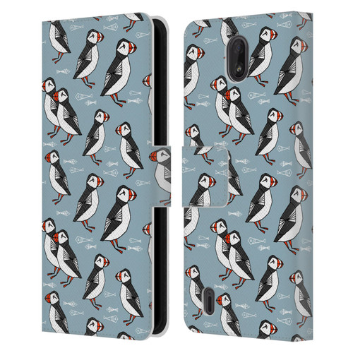 Andrea Lauren Design Birds Puffins Leather Book Wallet Case Cover For Nokia C01 Plus/C1 2nd Edition