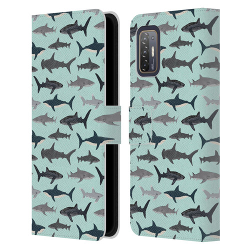 Andrea Lauren Design Sea Animals Sharks Leather Book Wallet Case Cover For HTC Desire 21 Pro 5G