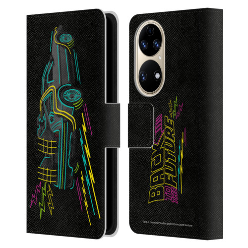 Back to the Future I Composed Art Neon Leather Book Wallet Case Cover For Huawei P50