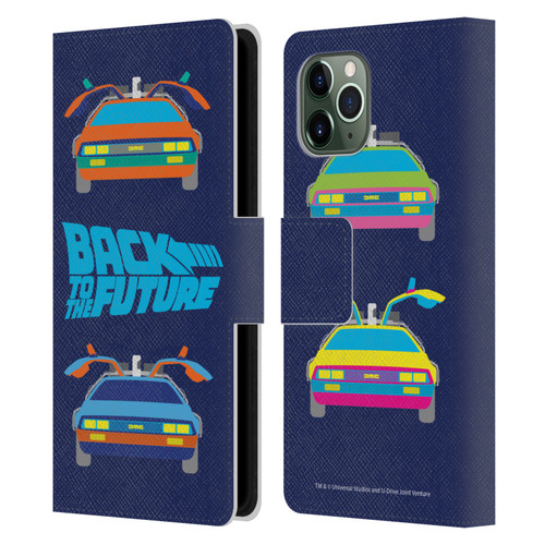 Back to the Future I Composed Art Delorean 2 Leather Book Wallet Case Cover For Apple iPhone 11 Pro
