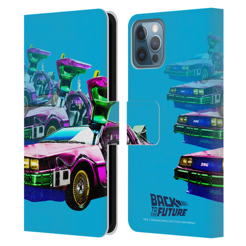 Back to the Future I Composed Art Delorean Leather Book Wallet Case Cover For Apple iPhone 12 / iPhone 12 Pro