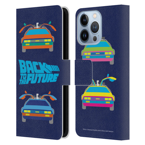 Back to the Future I Composed Art Delorean 2 Leather Book Wallet Case Cover For Apple iPhone 13 Pro