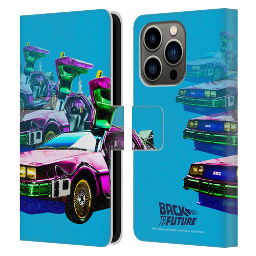 Back to the Future I Composed Art Delorean Leather Book Wallet Case Cover For Apple iPhone 14 Pro